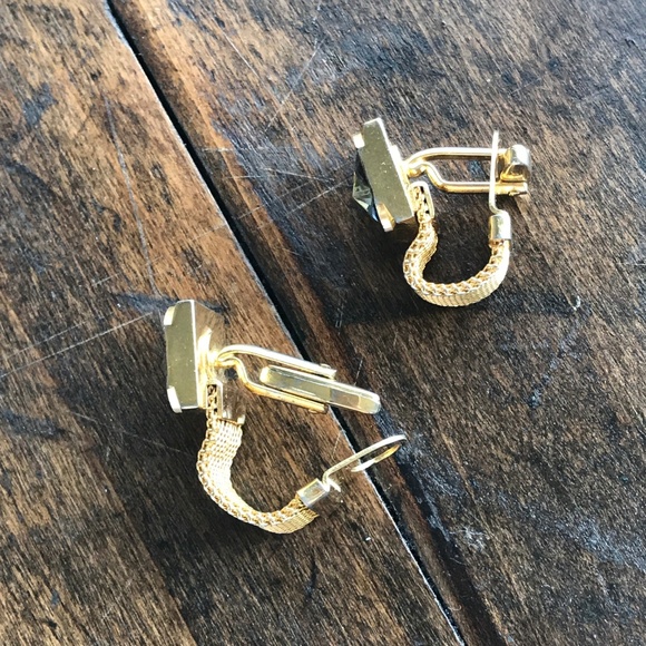 Mens Gold GQ Cufflinks 1960s RARE Austrian Crystal - Picture 6 of 7